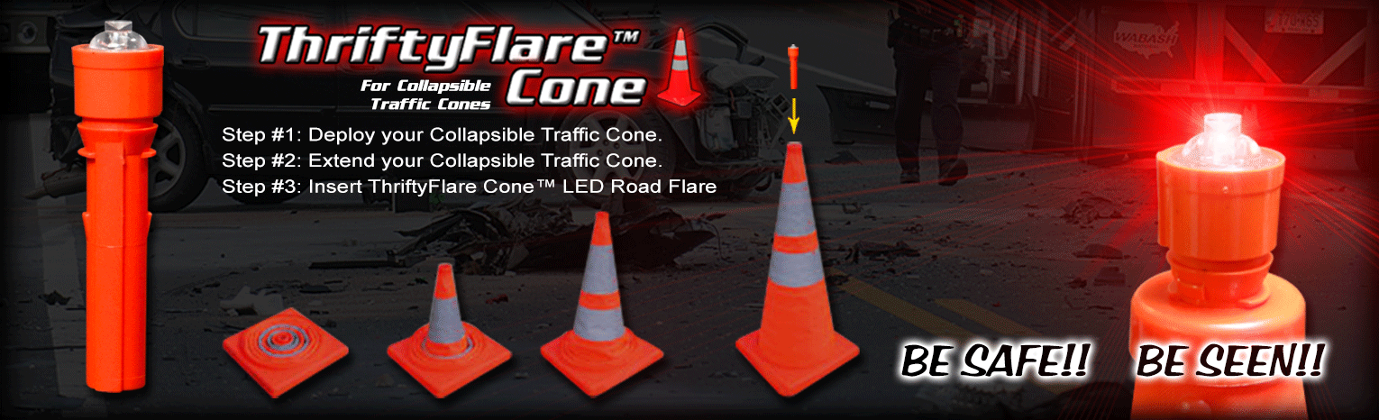 LEDLights ThriftyFlare Cone for Collapsible Traffic Cones